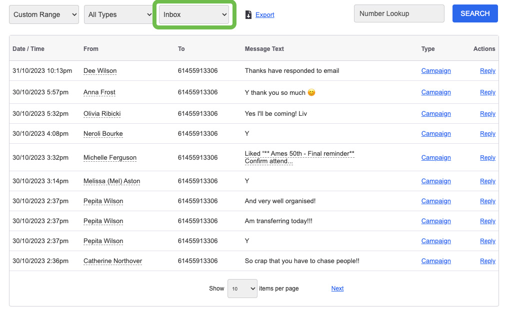 Messaging Overview Inbox Responses