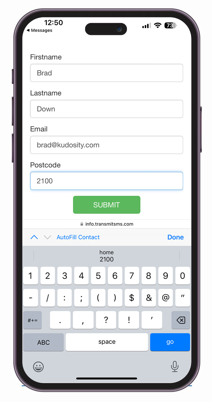 Track Links - Contact Update Form Form Updating