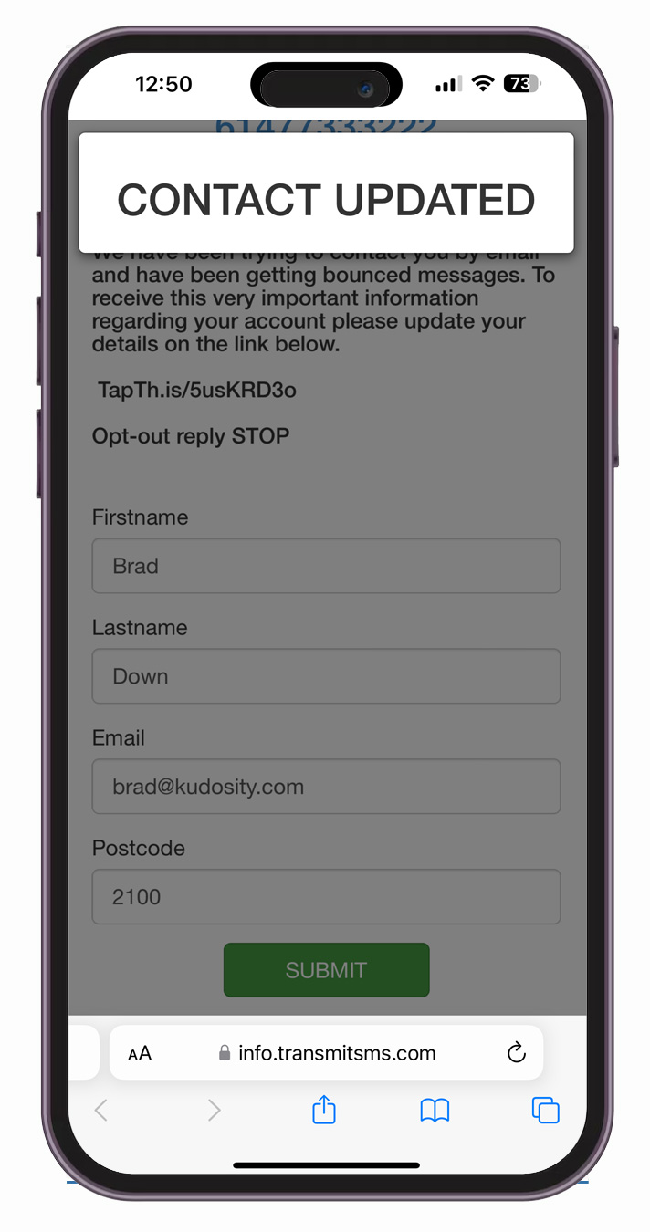 Track Links - Contact Update Form Updated