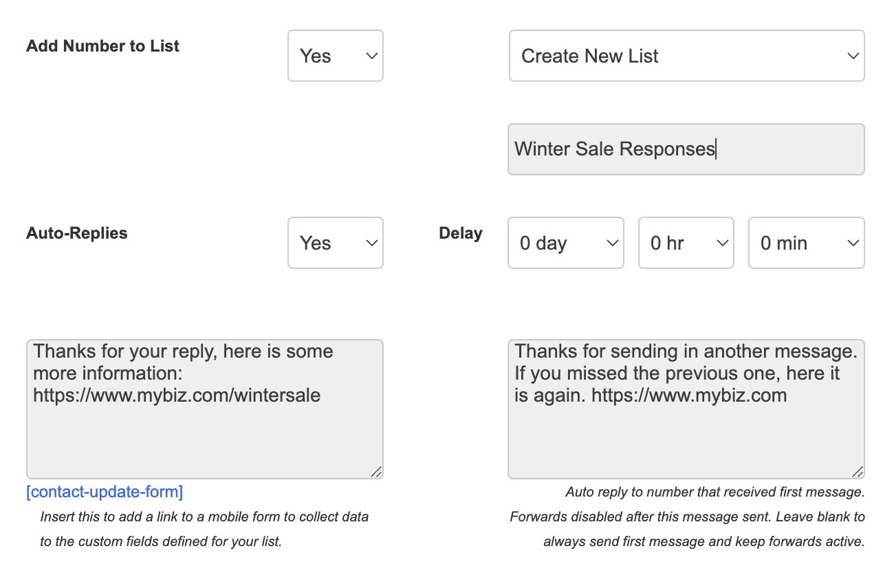 Reply Options - Auto Responders