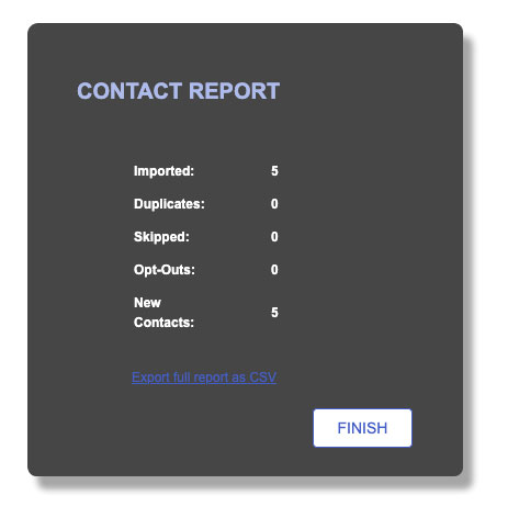Contacts Upload Complete
