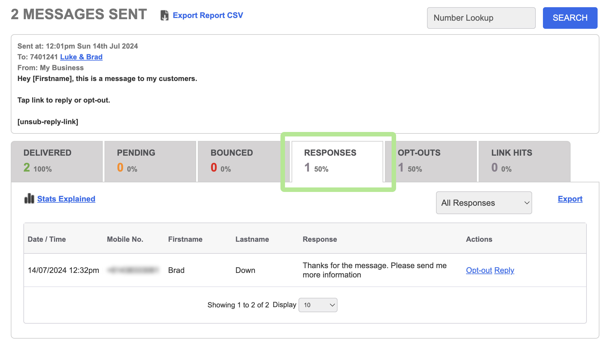 Unsubreply Report Responses