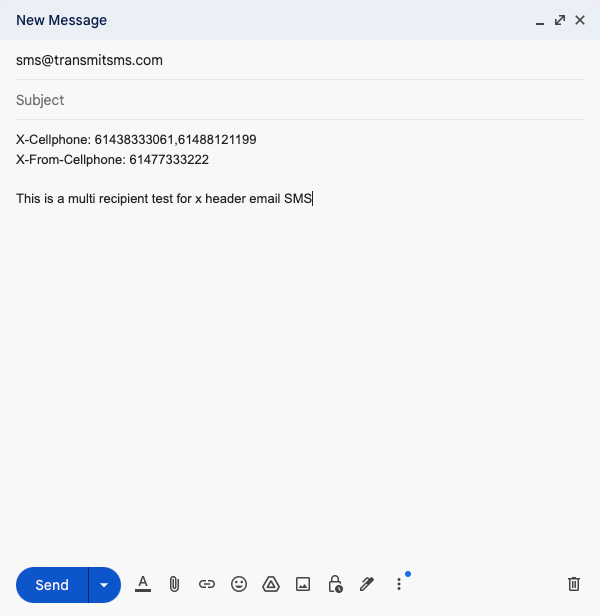 Email SMS X Header Email