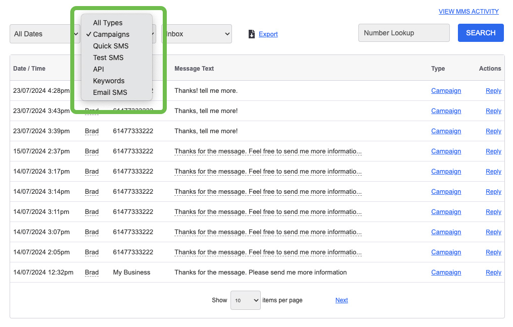 Overview Inbox Type
