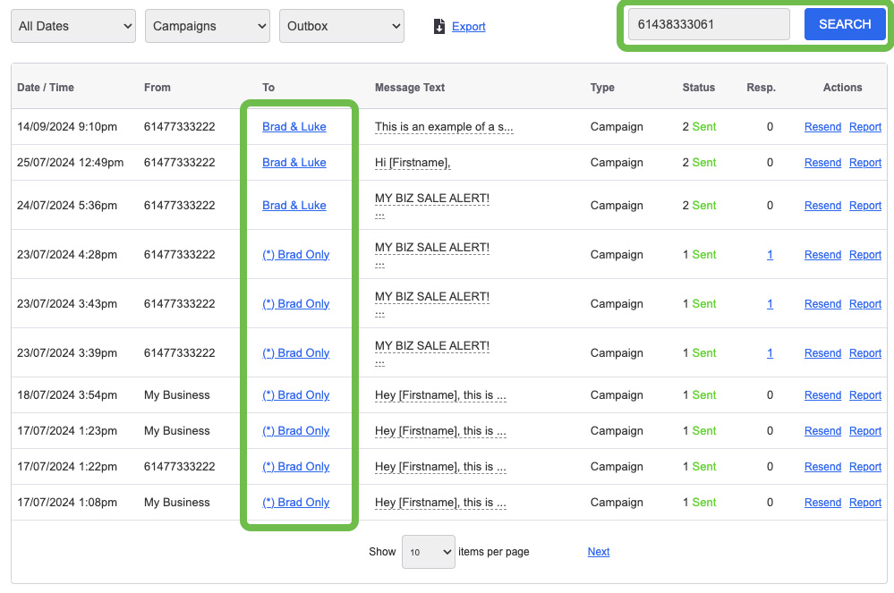Overview Outbox Search