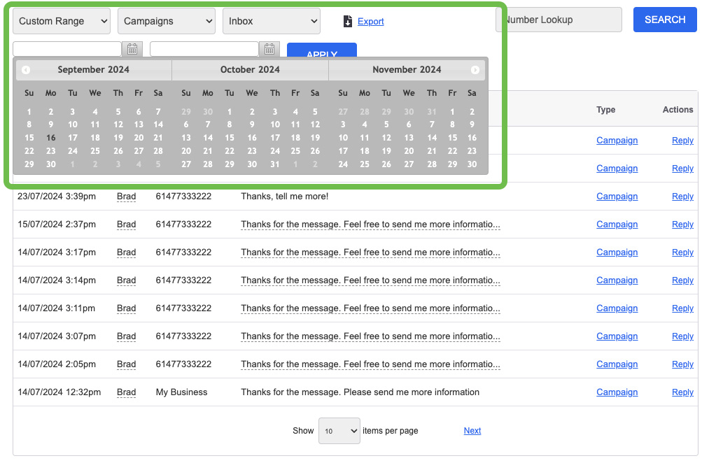 Overview Outbox Range