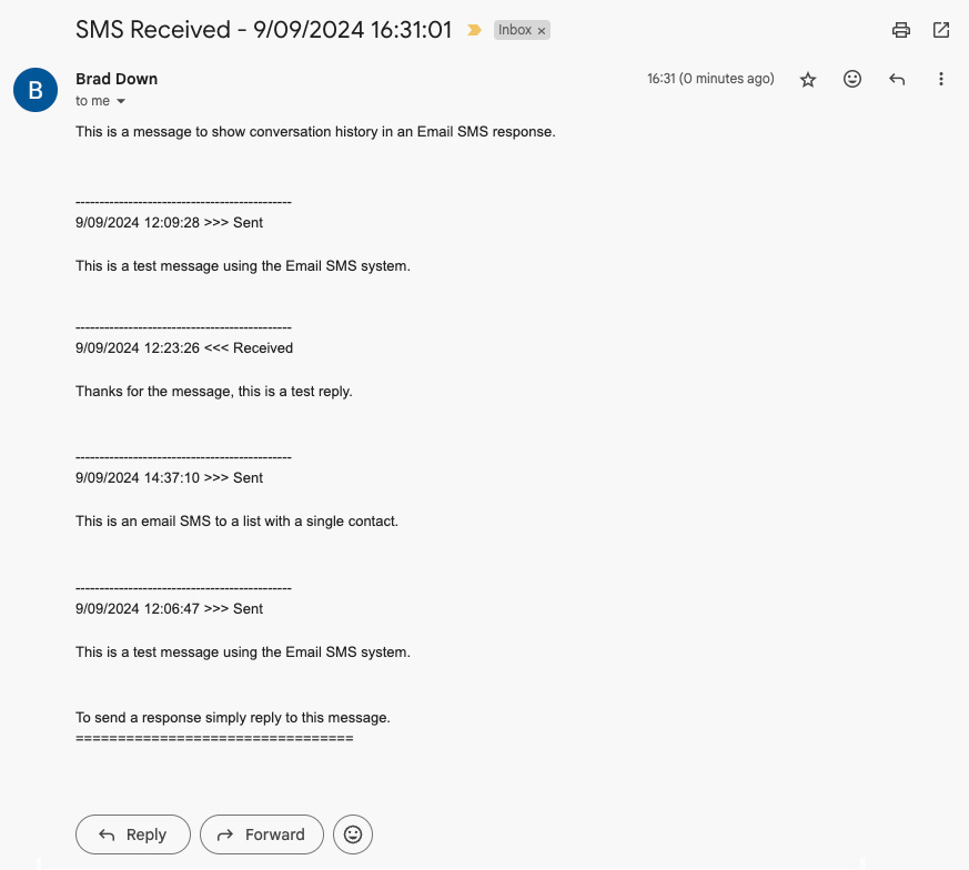 Email SMS Settings Conversation