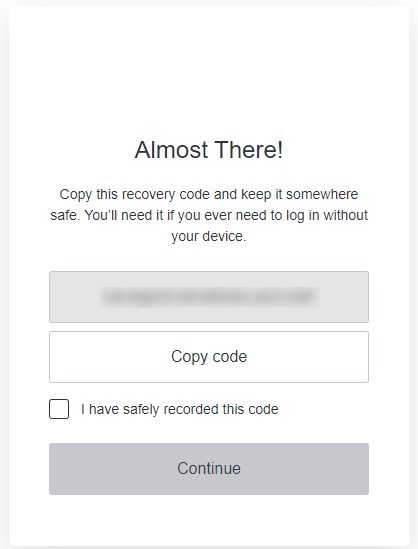 Recovery code