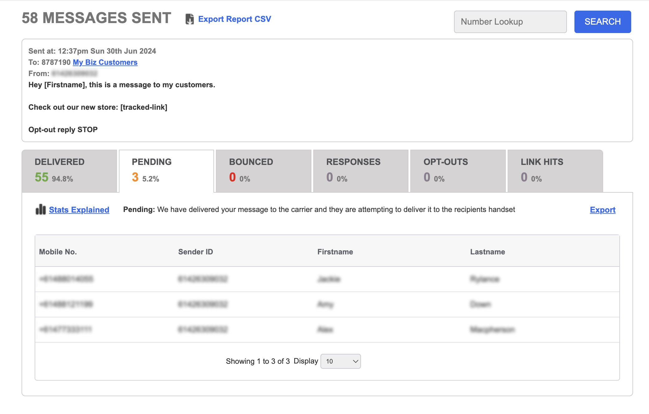 Messaging - Report Pending