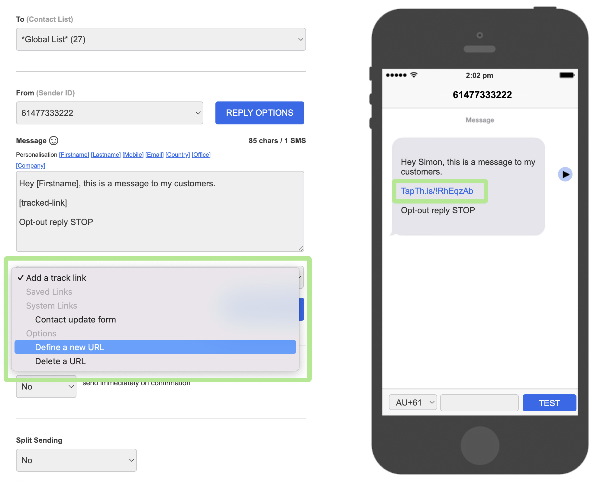 How to send an SMS message