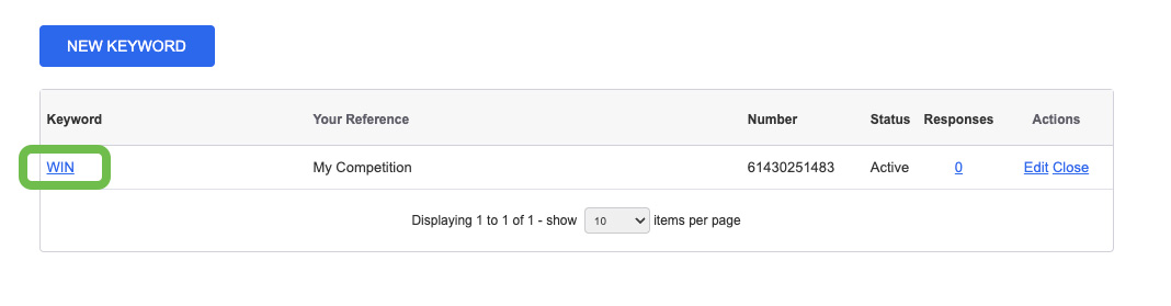 Keywords Settings Record
